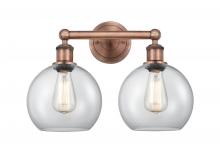  616-2W-AC-G122-8 - Athens - 2 Light - 17 inch - Antique Copper - Bath Vanity Light