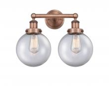  616-2W-AC-G202-8 - Beacon - 2 Light - 17 inch - Antique Copper - Bath Vanity Light