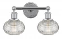  616-2W-PC-G555-6CL - Ithaca - 2 Light - 15 inch - Polished Chrome - Bath Vanity Light