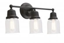  623-3W-BK-G52 - Bell - 3 Light - 21 inch - Matte Black - Bath Vanity Light