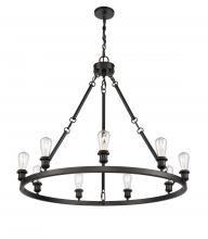  840-BK-LED - Saloon - 9 Light - 40 inch - Matte Black - Chain Hung - Chandelier