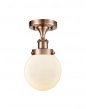  916-1C-AC-G201-6-LED - Beacon - 1 Light - 6 inch - Antique Copper - Semi-Flush Mount