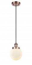 Innovations Lighting 916-1P-AC-G201-6-LED - Beacon - 1 Light - 6 inch - Antique Copper - Cord hung - Mini Pendant