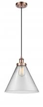  916-1P-AC-G42-L - Cone - 1 Light - 12 inch - Antique Copper - Cord hung - Mini Pendant