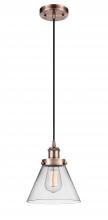  916-1P-AC-G42 - Cone - 1 Light - 8 inch - Antique Copper - Cord hung - Mini Pendant