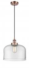  916-1P-AC-G72-L - Bell - 1 Light - 12 inch - Antique Copper - Cord hung - Mini Pendant