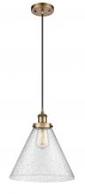  916-1P-BB-G44-L - Cone - 1 Light - 12 inch - Brushed Brass - Cord hung - Mini Pendant