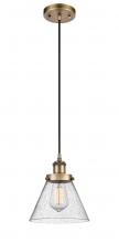  916-1P-BB-G44 - Cone - 1 Light - 8 inch - Brushed Brass - Cord hung - Mini Pendant