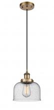  916-1P-BB-G74 - Bell - 1 Light - 8 inch - Brushed Brass - Cord hung - Mini Pendant