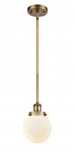  916-1S-BB-G201-6-LED - Beacon - 1 Light - 6 inch - Brushed Brass - Mini Pendant