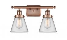  916-2W-AC-G62 - Cone - 2 Light - 16 inch - Antique Copper - Bath Vanity Light