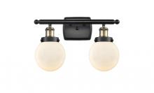  916-2W-BAB-G201-6 - Beacon - 2 Light - 16 inch - Black Antique Brass - Bath Vanity Light