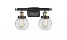  916-2W-BAB-G202-6 - Beacon - 2 Light - 16 inch - Black Antique Brass - Bath Vanity Light