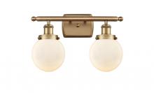  916-2W-BB-G201-6 - Beacon - 2 Light - 16 inch - Brushed Brass - Bath Vanity Light