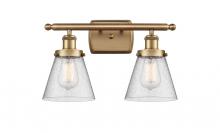  916-2W-BB-G64 - Cone - 2 Light - 16 inch - Brushed Brass - Bath Vanity Light