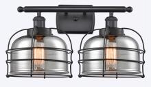  916-2W-BK-G73-CE - Bell Cage - 2 Light - 16 inch - Matte Black - Bath Vanity Light