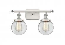  916-2W-WPC-G202-6 - Beacon - 2 Light - 16 inch - White Polished Chrome - Bath Vanity Light