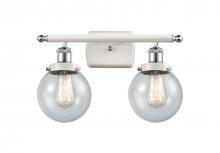  916-2W-WPC-G204-6 - Beacon - 2 Light - 16 inch - White Polished Chrome - Bath Vanity Light