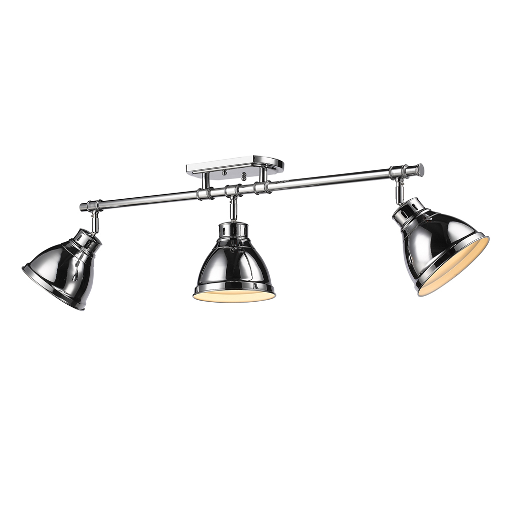 Duncan 3-Light Semi-Flush - Track Light in Chrome with Chrome