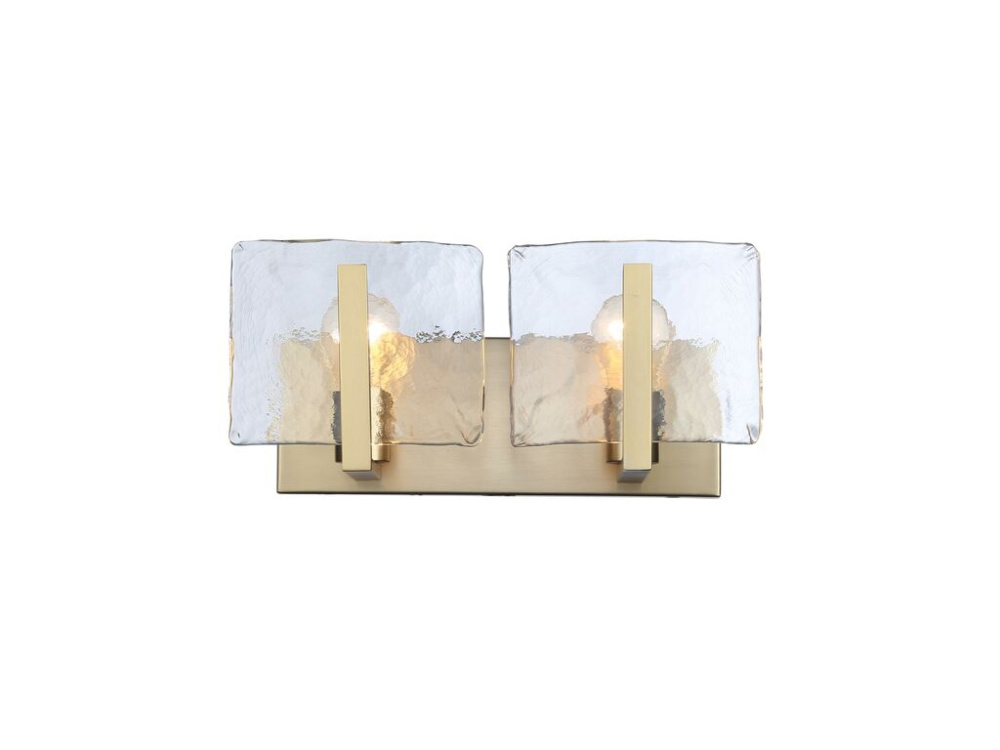 Aenon BCB 2 Light Bath Vanity in Brushed Champagne Bronze with Hammered Water Glass Shade