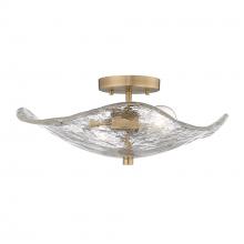  1140-SF MBS-HWG - Samara MBS 2 Light Semi-Flush in Modern Brass with Hammered Water Glass Shade