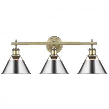  3306-BA3 AB-CH - Orwell AB 3 Light Bath Vanity in Aged Brass with Chrome shades