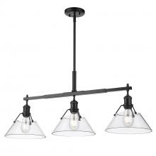  3306-LP BLK-CLR - Orwell BLK 3 Light Linear Pendant in Matte Black with Clear Glass