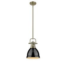  3604-S AB-BK - Duncan Small Pendant with Rod in Aged Brass with Black