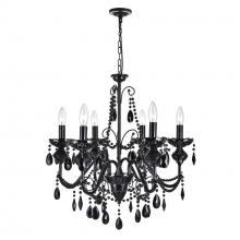  5095P22B-6 - Keen 6 Light Up Chandelier With Black Finish