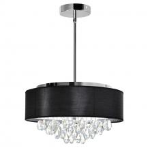  5443P18C (Black) - Dash 4 Light Drum Shade Chandelier With Chrome Finish