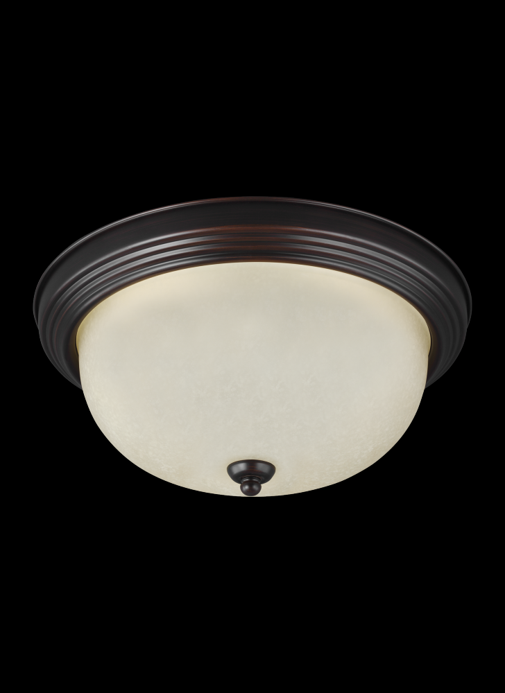 Geary transitional 1-light LED indoor dimmable ceiling flush mount fixture in bronze finish with amb