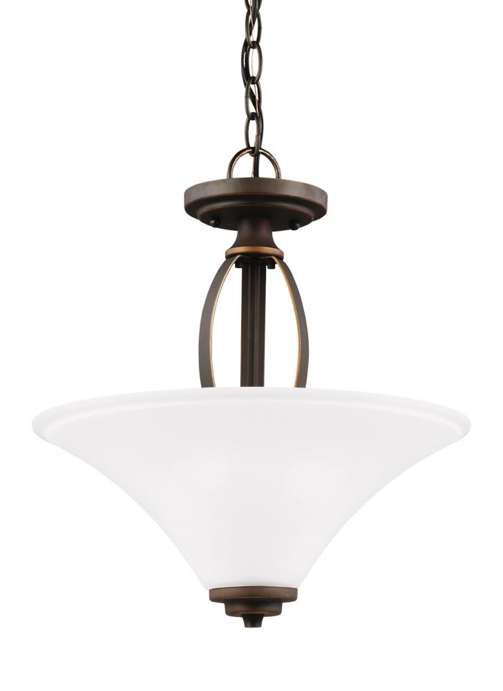 Metcalf Two Light Semi-Flush Convertible Pendant