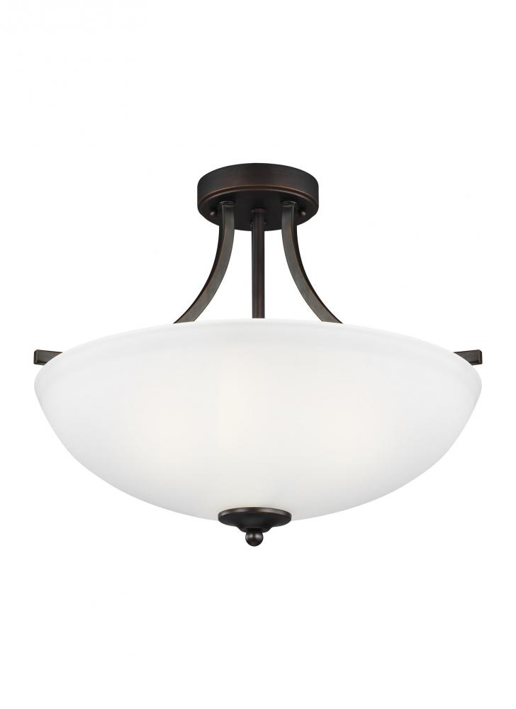 Geary transitional 3-light LED indoor dimmable ceiling flush mount fixture in bronze finish with sat