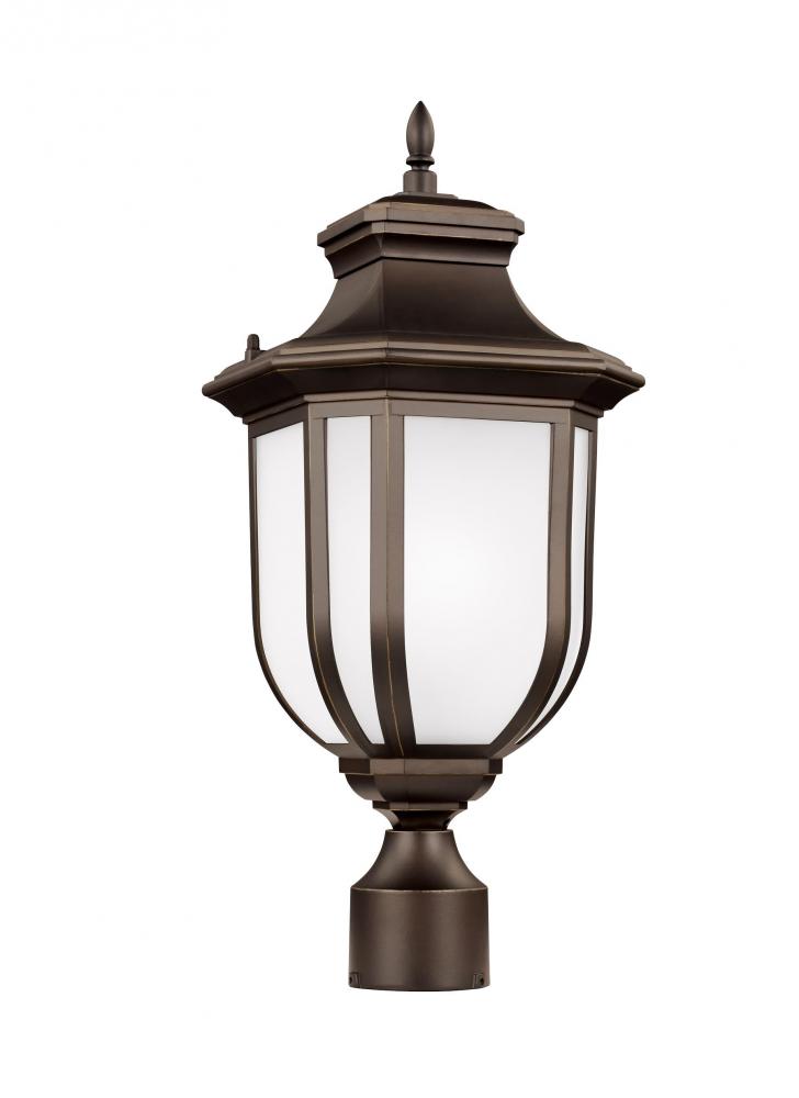 Childress traditional 1-light LED outdoor exterior post lantern in antique bronze finish with satin