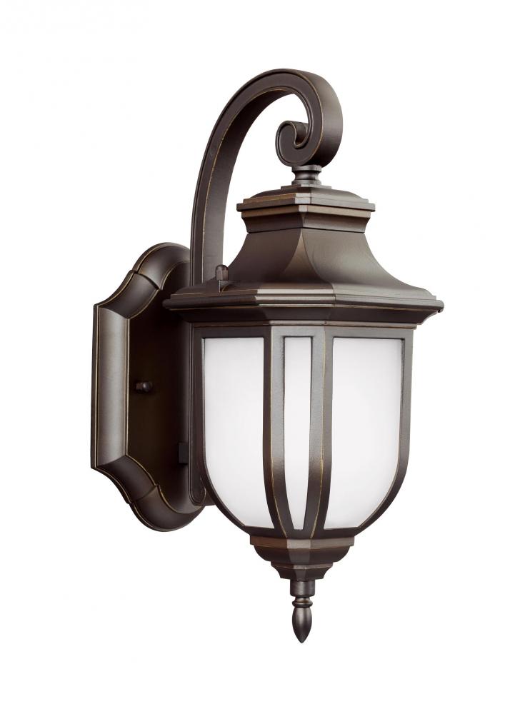 Childress traditional 1-light LED outdoor exterior small wall lantern sconce in antique bronze finis