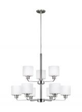 Generation Lighting 3128809EN3-962 - Canfield modern 9-light LED indoor dimmable ceiling chandelier pendant light in brushed nickel silve