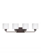  4428804EN3-710 - Canfield modern 4-light LED indoor dimmable bath vanity wall sconce in bronze finish with etched whi