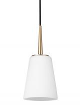  6140401EN3-848 - Driscoll contemporary 1-light LED indoor dimmable ceiling hanging single pendant light in satin bras