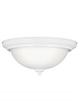  77064EN3-15 - Geary transitional 2-light LED indoor dimmable ceiling flush mount fixture in white finish with sati