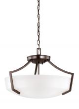  7724503EN3-710 - Hanford traditional 3-light LED indoor dimmable ceiling flush mount in bronze finish with satin etch