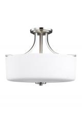  7728803EN3-962 - Canfield modern 3-light LED indoor dimmable ceiling semi-flush mount in brushed nickel silver finish