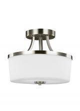  7739102EN3-962 - Hettinger transitional 2-light LED indoor dimmable ceiling flush mount in brushed nickel silver fini