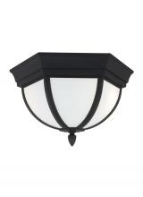  79136EN3-12 - Wynfield traditional 2-light LED outdoor exterior ceiling ceiling flush mount in black finish with e