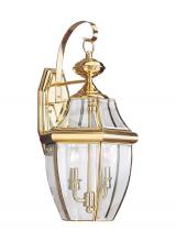  8039EN-02 - Lancaster traditional 2-light LED outdoor exterior wall lantern sconce in polished brass gold finish