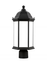  8238651EN3-12 - Sevier traditional 1-light LED outdoor exterior medium post lantern in black finish with satin etche