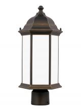  8238651EN3-71 - Sevier traditional 1-light LED outdoor exterior medium post lantern in antique bronze finish with sa