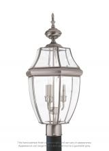  8239EN-965 - Lancaster traditional 3-light LED outdoor exterior post lantern in antique brushed nickel silver fin