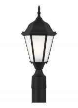  82941EN3-12 - Bakersville traditional 1-light LED outdoor exterior post lantern in black finish with satin etched