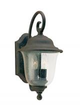  8459EN-46 - Trafalgar traditional 2-light LED outdoor exterior medium wall lantern sconce in oxidized bronze fin