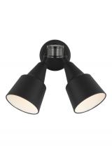  8560702PMEN3-12 - Flood Light traditional 2-light LED outdoor exterior flood with photo and motion sensor in black fin